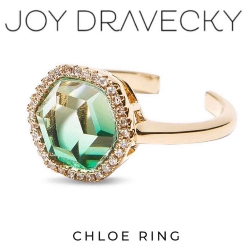 New Joy Dravecky Chloe Ombr Hexagon Green Stone Adjustable Ring Size 6-8